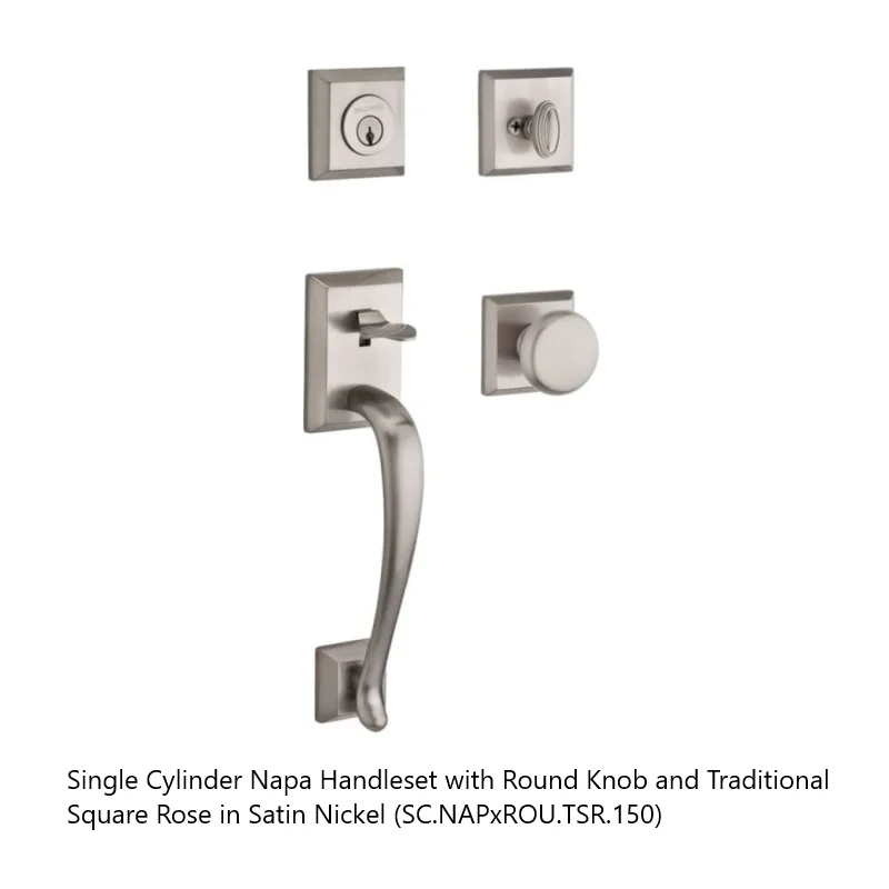 Baldwin - Reserve Collection - Sectional Handlesets - Napa Tubular Entry Handleset with Interior Knob (Single Cylinder)