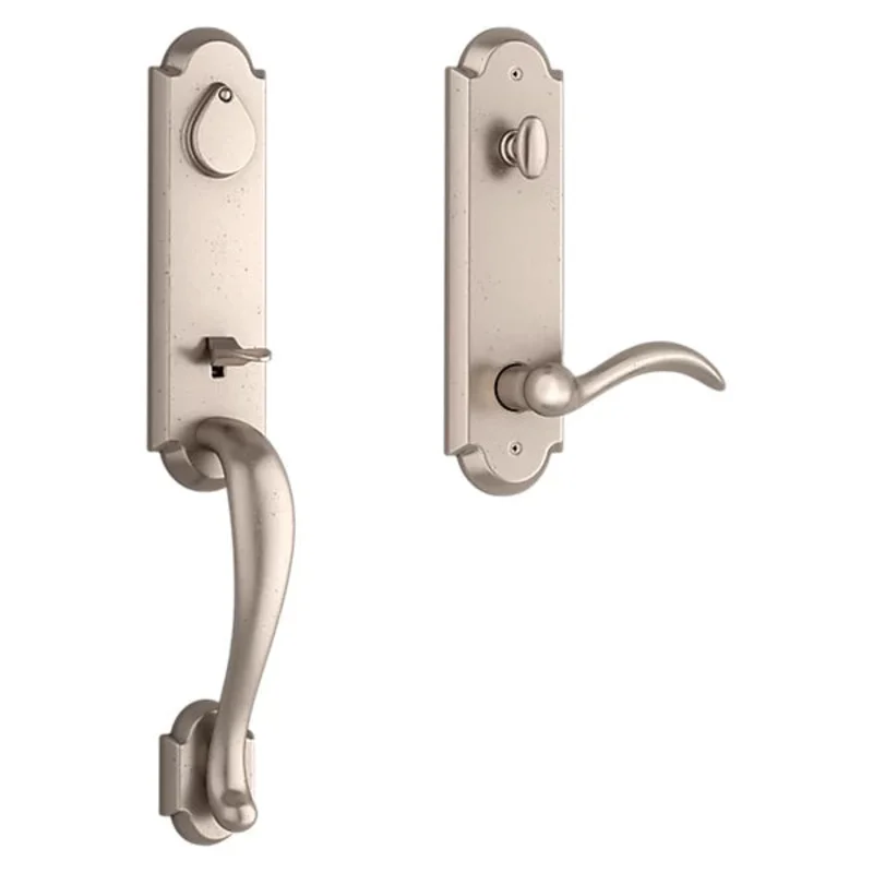 Baldwin - Reserve Collection - Tubular Entry Handlesets - Kodiak 3/4 Escutcheon Emergency Egress Handleset w/ Arched Lever & Rustic Arched Rose