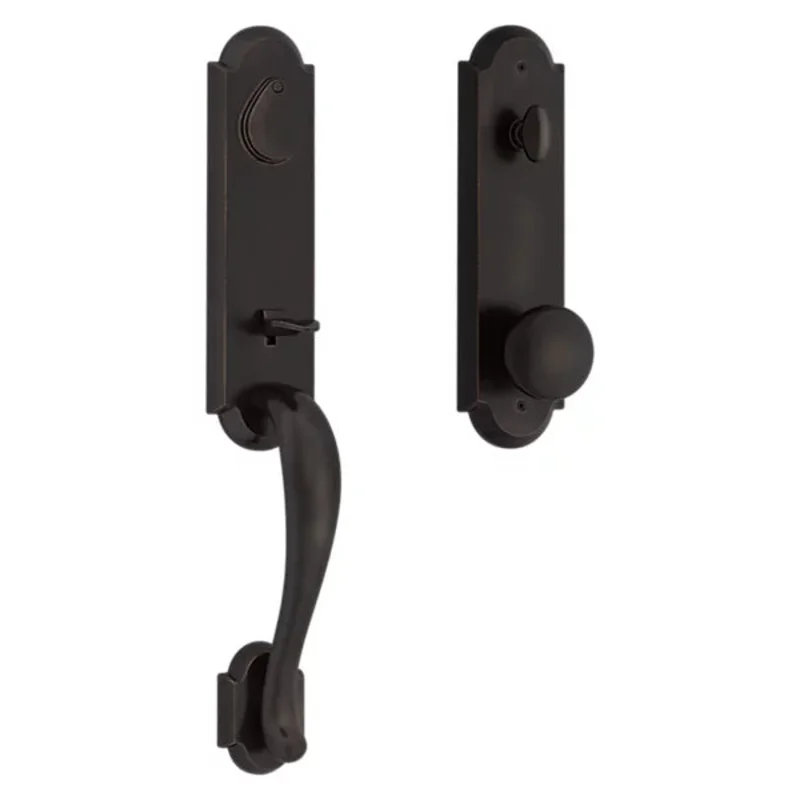 Baldwin - Reserve Collection - Tubular Entry Handlesets - Kodiak 3/4 Escutcheon Emergency Egress Handleset w/ Rustic Knob & Rustic Arched Rose