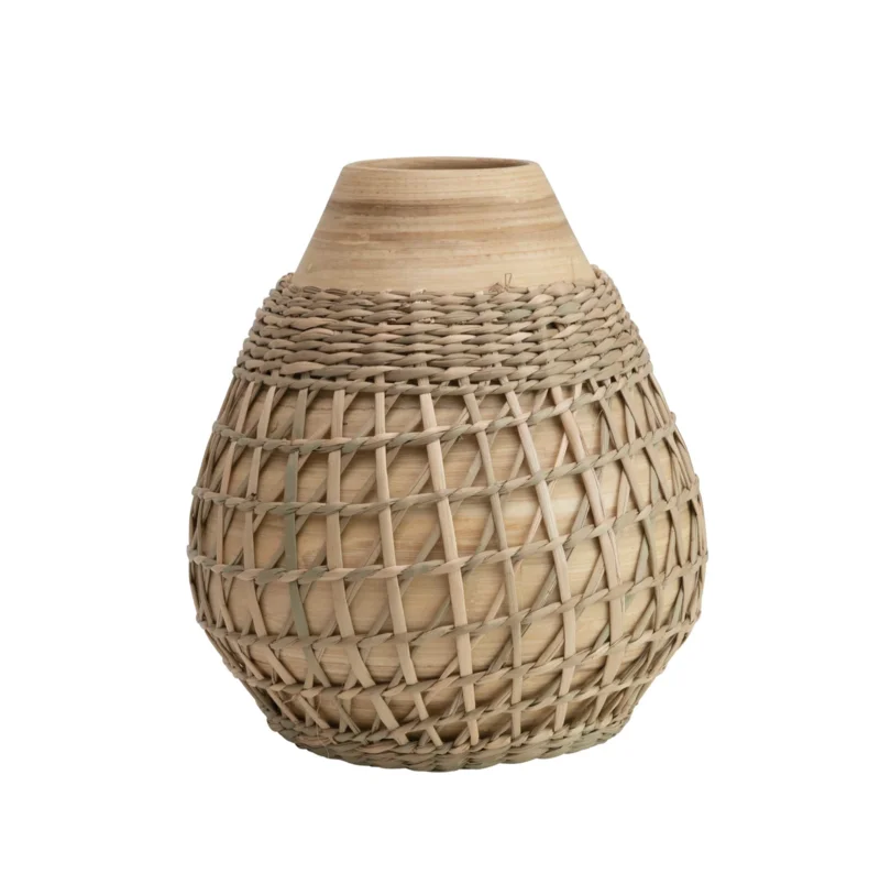 Bamboo Vase with Seagrass Weave