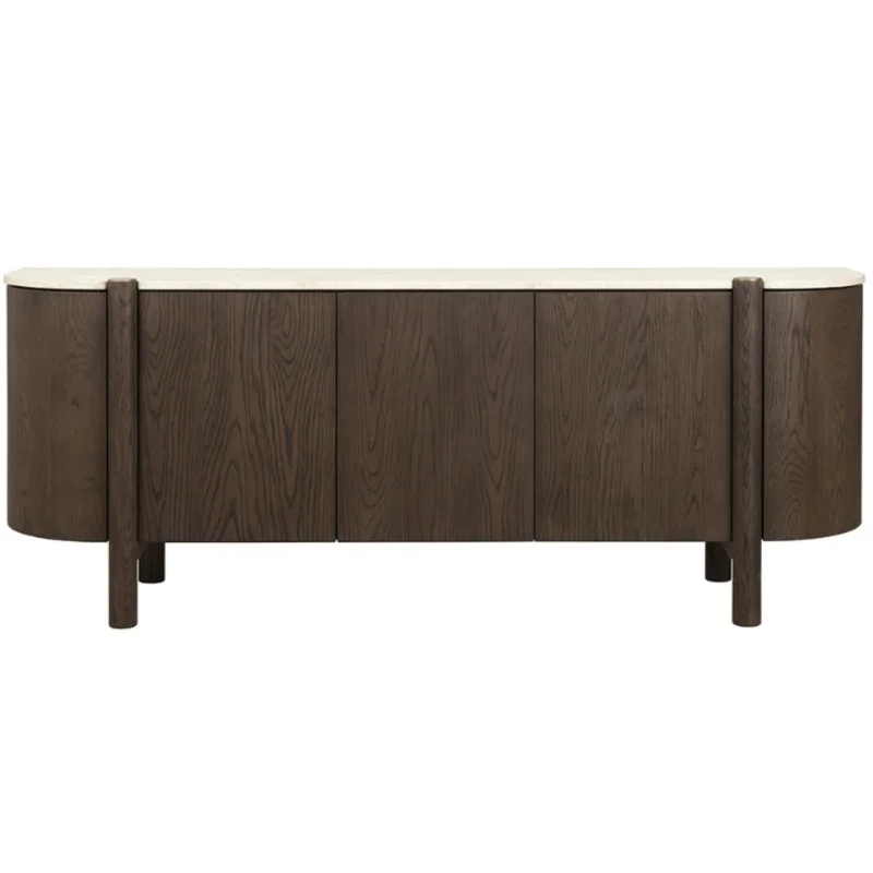 Banyan Sideboard, Mocha Brown/Marble, 87"W x 20.5"D x 33"H