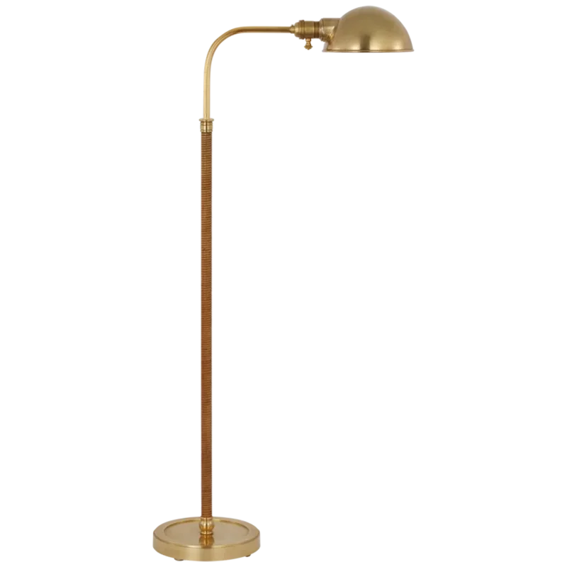 Basden Medium Pharmacy Lamp, Brass and Natural Rattan