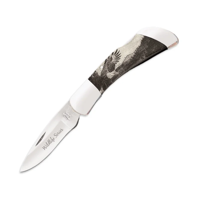 Bear & Son Wildlife Series 3 1/2 White Smooth Bone Midsize Lockback Eagle