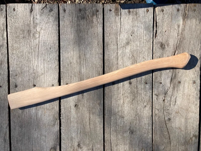 Beaver Tooth 28" Curved Single Bit Hickory Axe Handle. Plain Sanded Made in USA