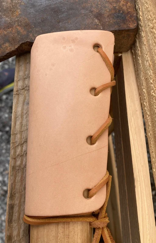Beaver Tooth Leather Handle Wrap / Guard Bushcraft Natural Veg. Tan