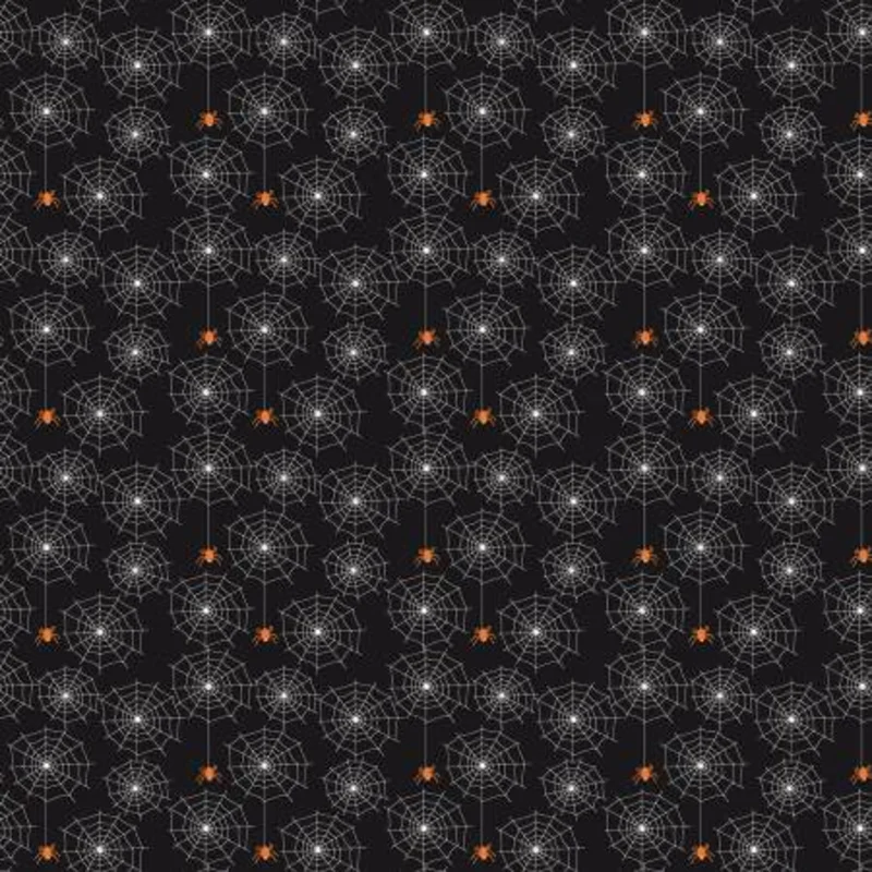 Beggar's Night: Spiderwebs- Glow in the Dark Black (1/4 Yard)