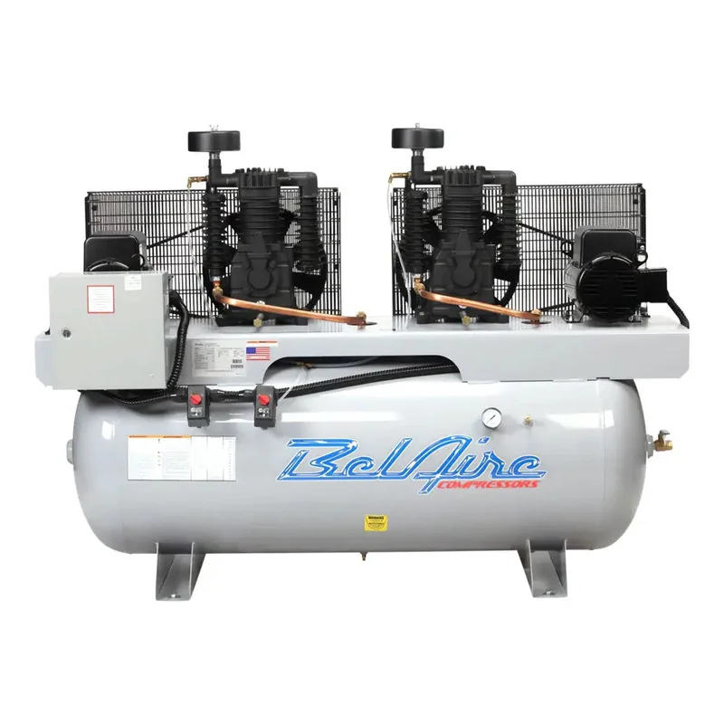 Belaire 3312D 2-Stage Electric Duplex Compressor, 2x5HP 120G Horz 230/3P