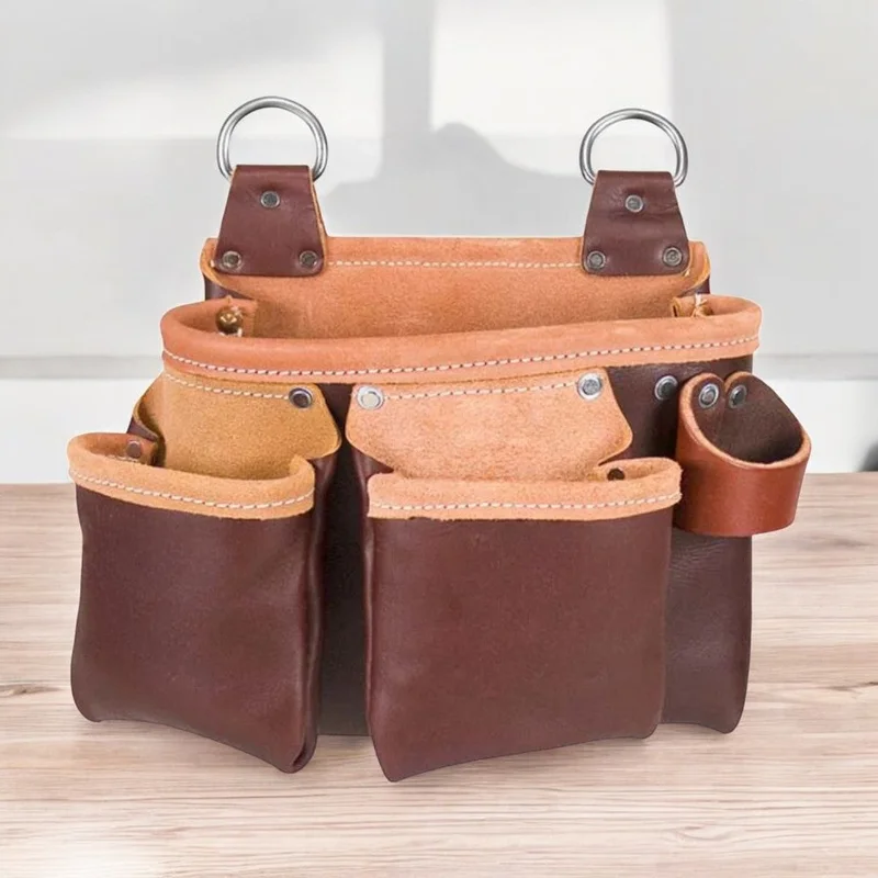 Beltless Leather Tool Bag with 3 Pouches