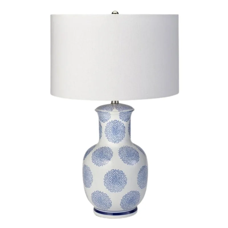 Bergman Table Lamp, Blue/White Ceramic, 27"H