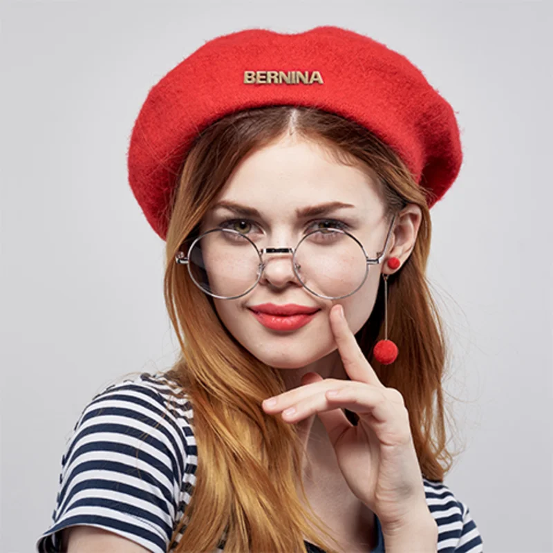 BERNINA Beret with Pin-Red