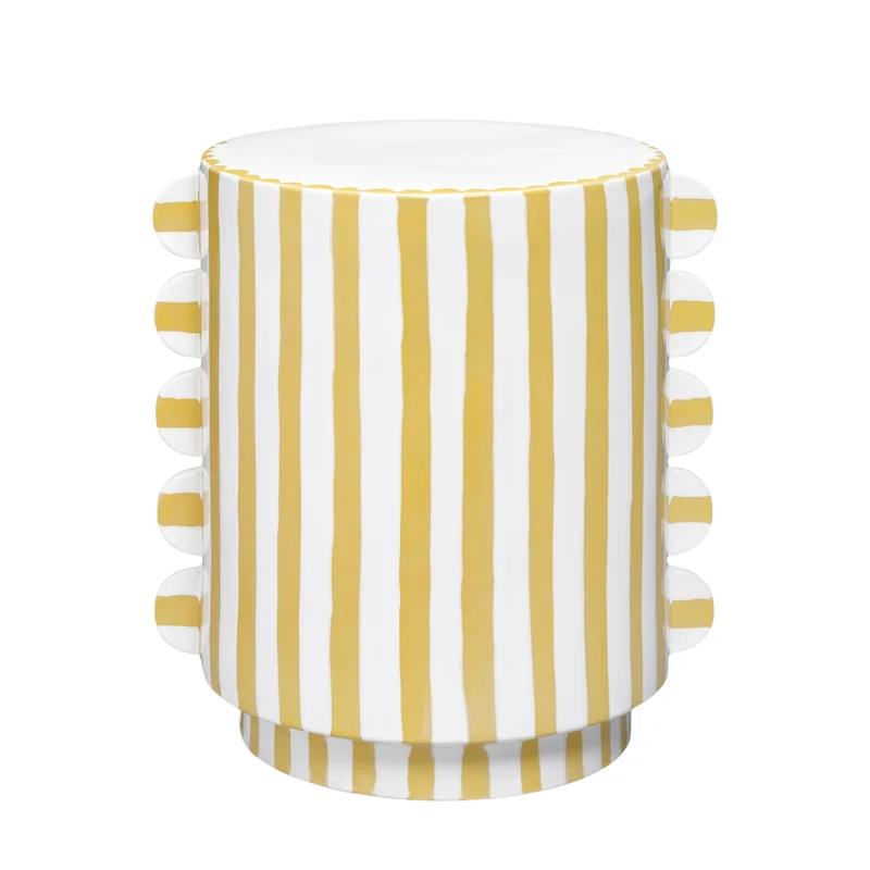 Betsy Stool, White/Lemon Ceramic, 14"