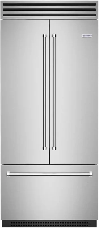 BlueStar - 35.75 Inch 22.2 cu. ft Built In / Integrated French Door Refrigerator in Stainless - BBBF361PLT Stainless