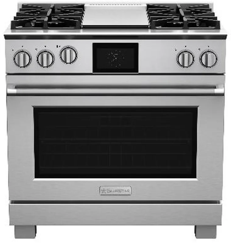 BlueStar - 35.875 Inch Dual Fuel Range in Stainless - BSDF364GWPLT Stainless