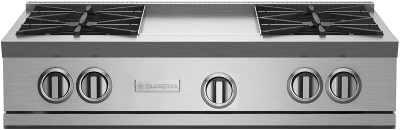 BlueStar - 35.875 inch wide Gas Cooktop in Stainless - RGTNB364GV2LPLT Stainless