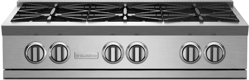 BlueStar - 35.875 inch wide Gas Cooktop in Stainless - RGTNB366BV2 Stainless