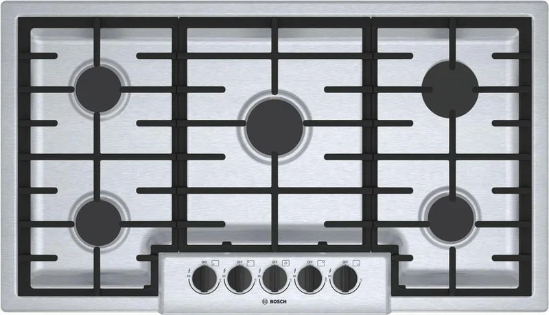 Bosch - 36 inch wide Gas Cooktop in Stainless Steel - NGM5656UC Stainless