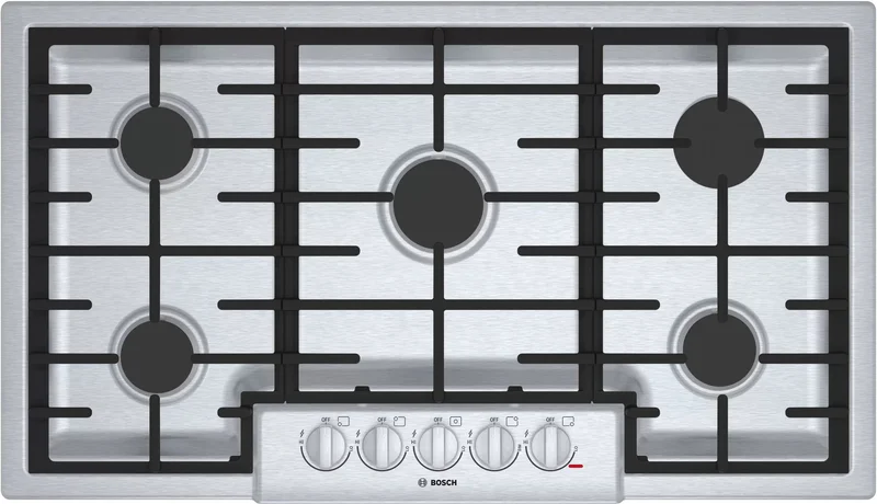 Bosch - 36 inch wide Gas Cooktop in Stainless Steel - NGM8656UC Stainless