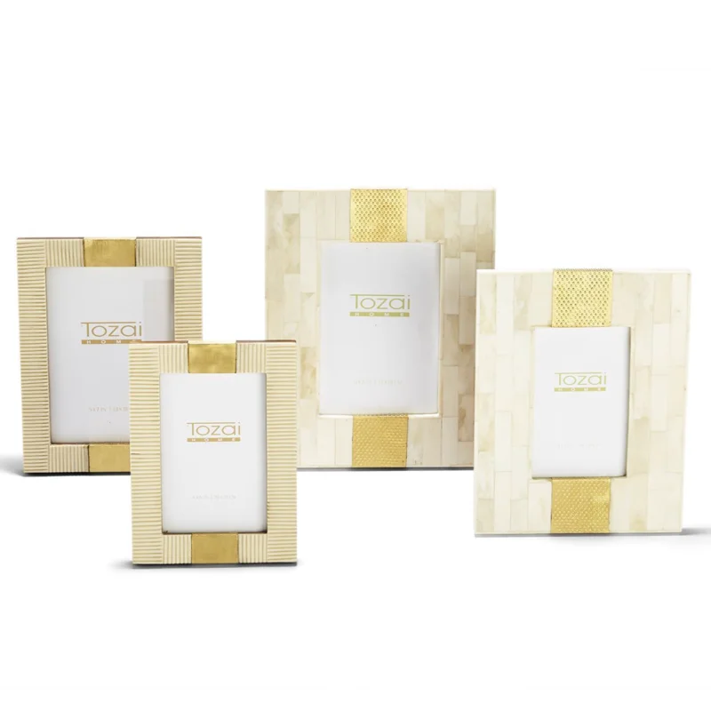 Brass and Beige Photo Frame, 2 Assorted Styles & Sizes