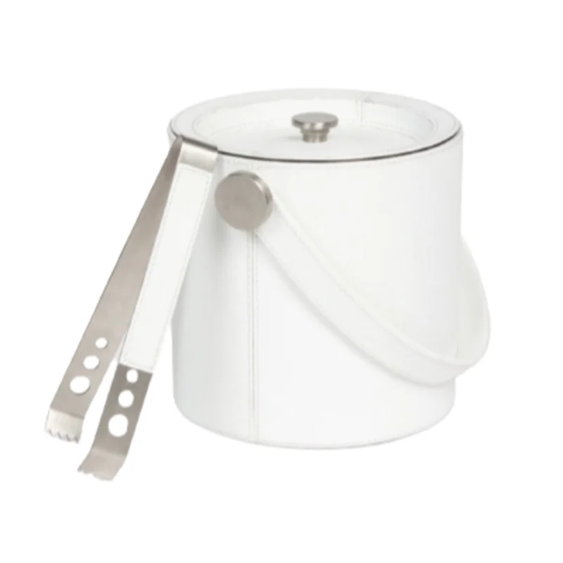 Brisbane Ice Bucket with Tongs, Bright White