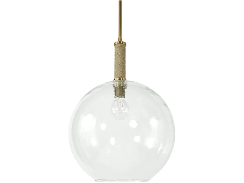 Bronson Glass Pendant Large Globe, Brass