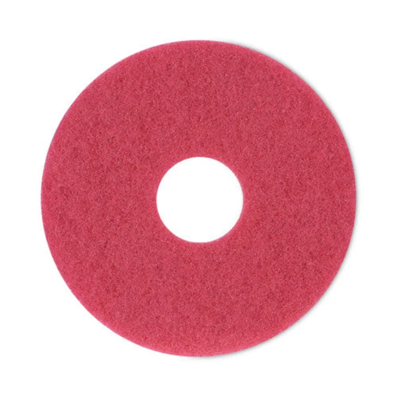 Buffing Floor Pads, 12" Diameter, Red, 5/carton