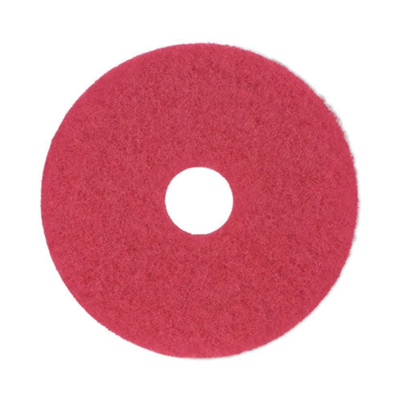 Buffing Floor Pads, 14" Diameter, Red, 5/carton