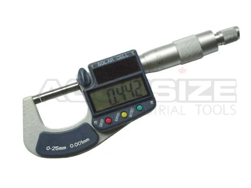 C085-0005, 0-25MM/0-1"X0.001MM/0.00005" LARGE  SCREEN AND SOLAR CELL ELECTRONIC DIGITAL OUTSIDE MICROMEER
