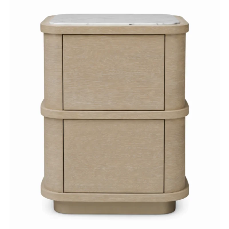 Cabana Nightstand - Washed Oak Veneer/Bianco Lilac Marble, 19.69"W