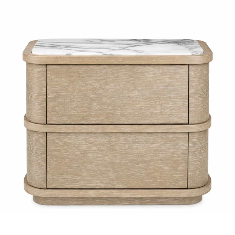 Cabana Nightstand - Washed Oak Veneer/Bianco Lilac Marble, 29.53"W