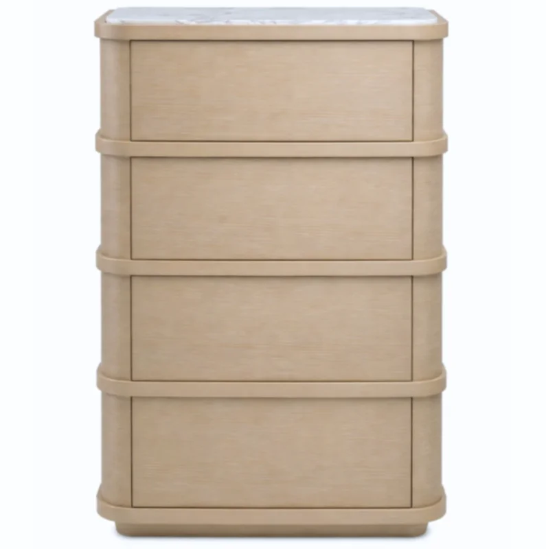 Cabana Tall Dresser - Washed Oak Veneer/Bianco Lilac Marble, 33.86"W