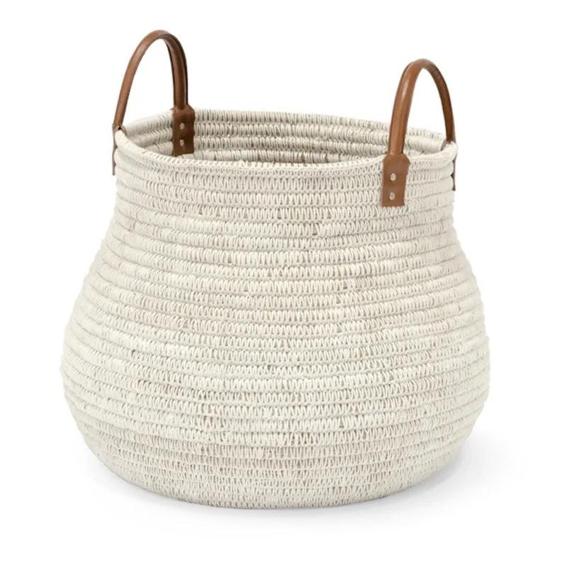 Cairo Basket, White, Large, 22.5" Dia x 17.25" H
