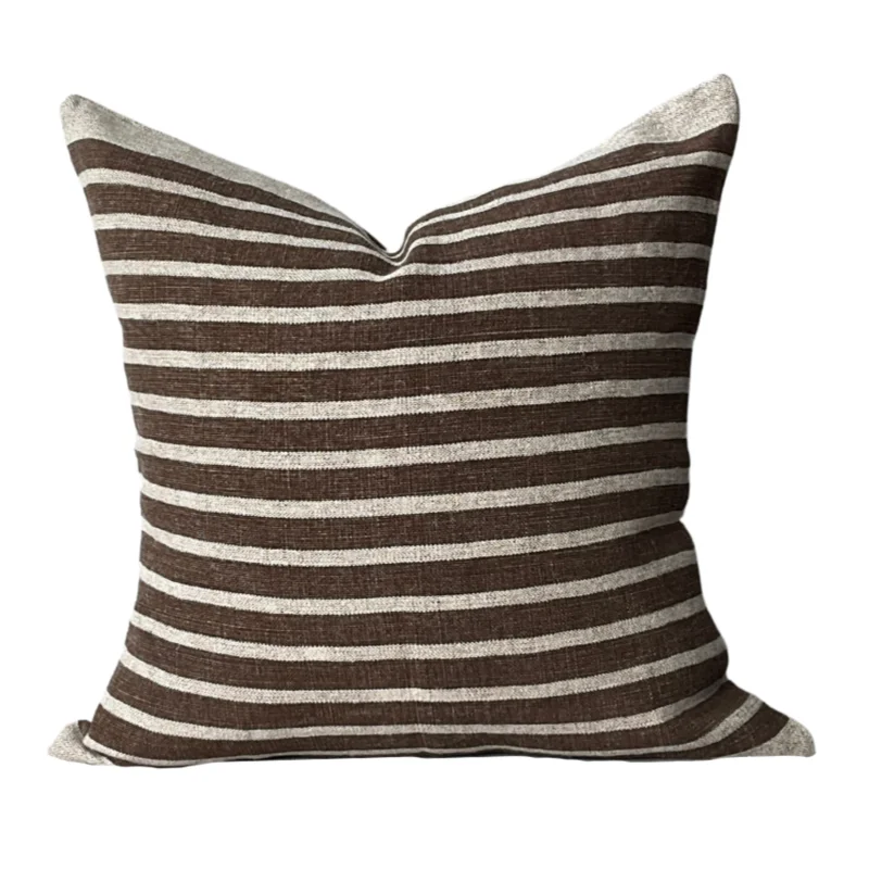 Calvin Stripe on Taupe Outdoor - Bark, 21" x 21"