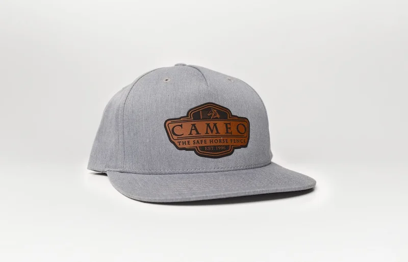 Cameo Leather Patch Richardson Flat Bill Snap-Back Hat Gray