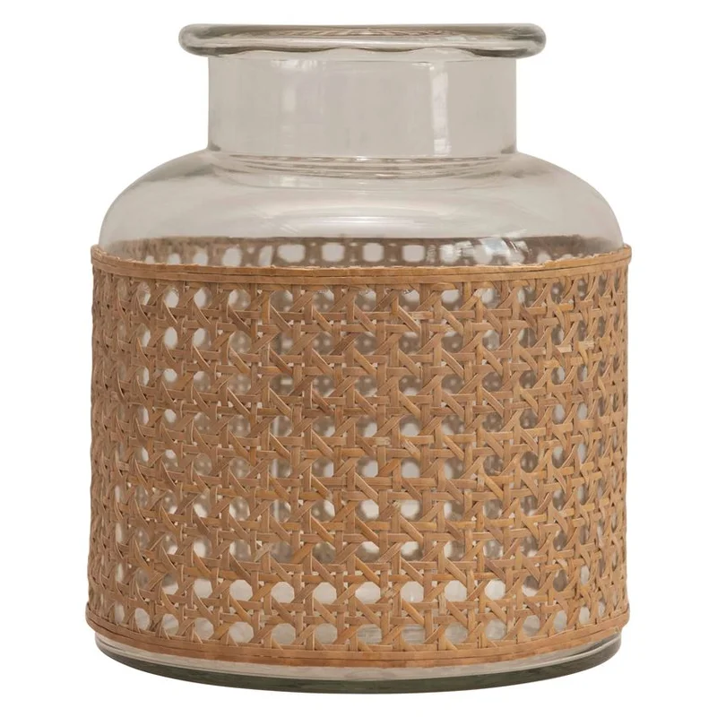 Cane Wrapped Glass Vase