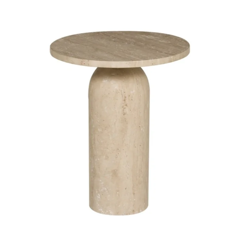 Canyon End Table, Weathered Travertine, 18" Dia. x 22"H