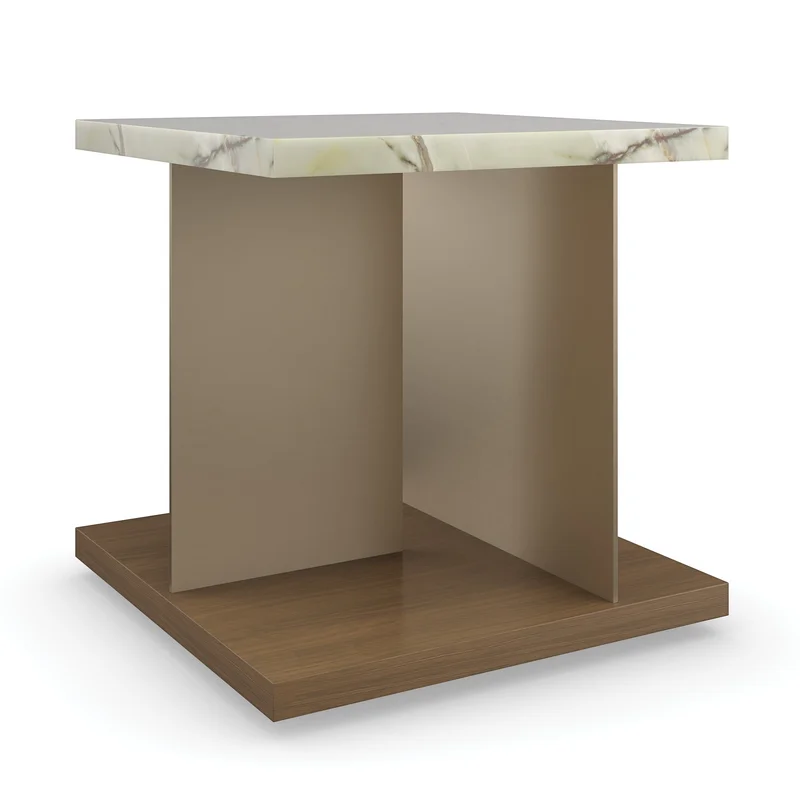 Cape Verde End Table, Lucent Bronze Metallic, Retro Walnut, 23"W x 23"D x 23"H