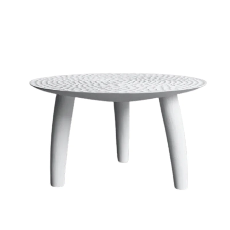 Carved Round Table, White