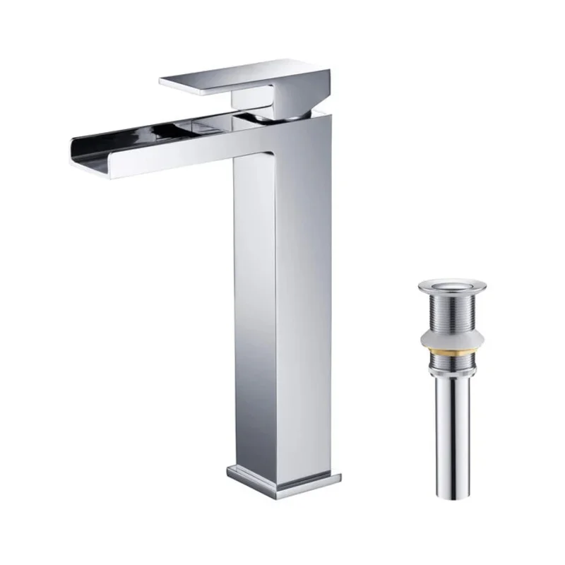 Casa Fixtures - Bathroom Faucet - Quadra Waterfall Single Handle Bathroom Vessel Sink Faucet with Pop Up Drain (CBF-1005)