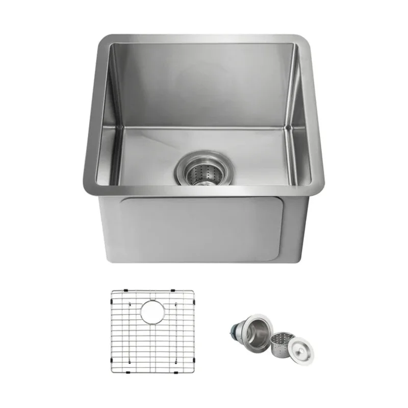 Casa Fixtures - Kitchen Sinks - 16" Handcrafted Undermount Single Bowl 16 gauge Stainless Steel Kitchen Sink (C1-16S)