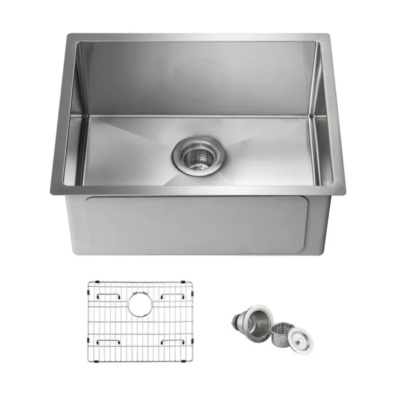 Casa Fixtures - Kitchen Sinks - 21" Handcrafted Undermount Single Bowl 16 gauge Stainless Steel Kitchen Sink (C1-21S)