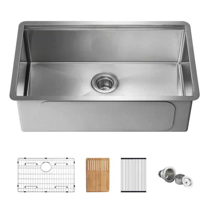 Casa Fixtures - Kitchen Sinks - 30" Handcrafted 316 Marine Grade Stainless Steel Single Bowl Workstation Undermount Kitchen Sink (C3-30ST)