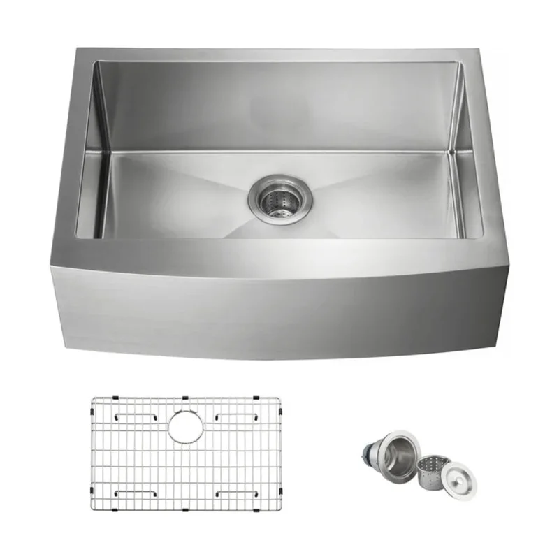 Casa Fixtures - Kitchen Sinks - 30" Handcrafted Farmhouse Apron Single Bowl Stainless Steel Kitchen Sink (C1-30SF)