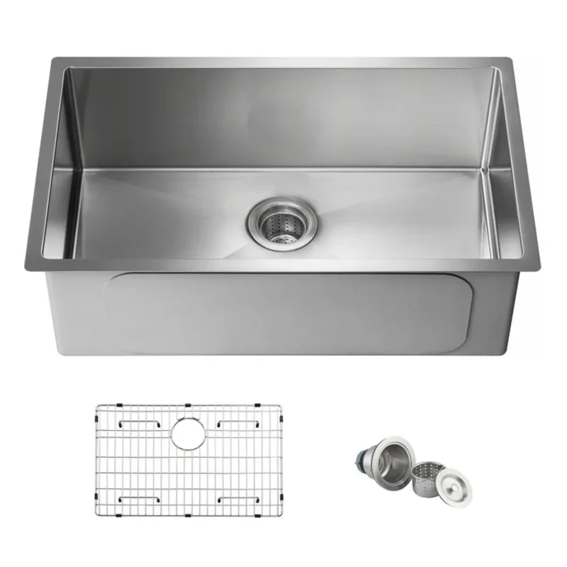 Casa Fixtures - Kitchen Sinks - 30" Handcrafted Undermount Single Bowl 16 gauge Stainless Steel Kitchen Sink (C1-30S)