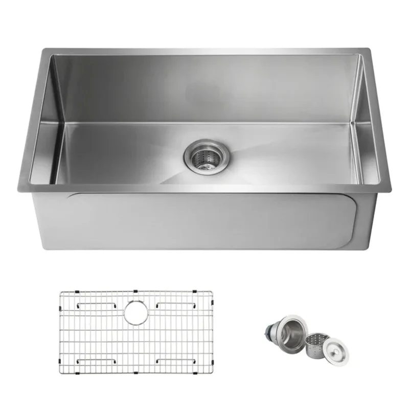 Casa Fixtures - Kitchen Sinks - 32-3/4" Handcrafted Undermount Single Bowl 16 gauge Stainless Steel Kitchen Sink (C1-33S)