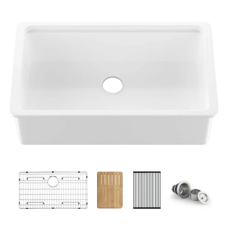 Casa Fixtures - Kitchen Sinks - 33" Fireclay Drop-In/Undermount Workstation Sink (C2-33ST)