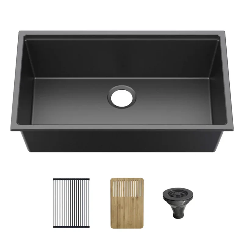 Casa Fixtures - Kitchen Sinks - 33" Undermount Workstation Single Bowl Quartz Kitchen Sink (C4-33ST)