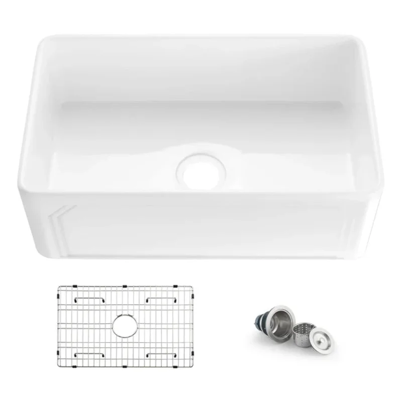 Casa Fixtures - Kitchen Sinks - Arch 30" Reversible Fireclay Single Bowl Kitchen Farmhouse Sink (C2-30SFAR)
