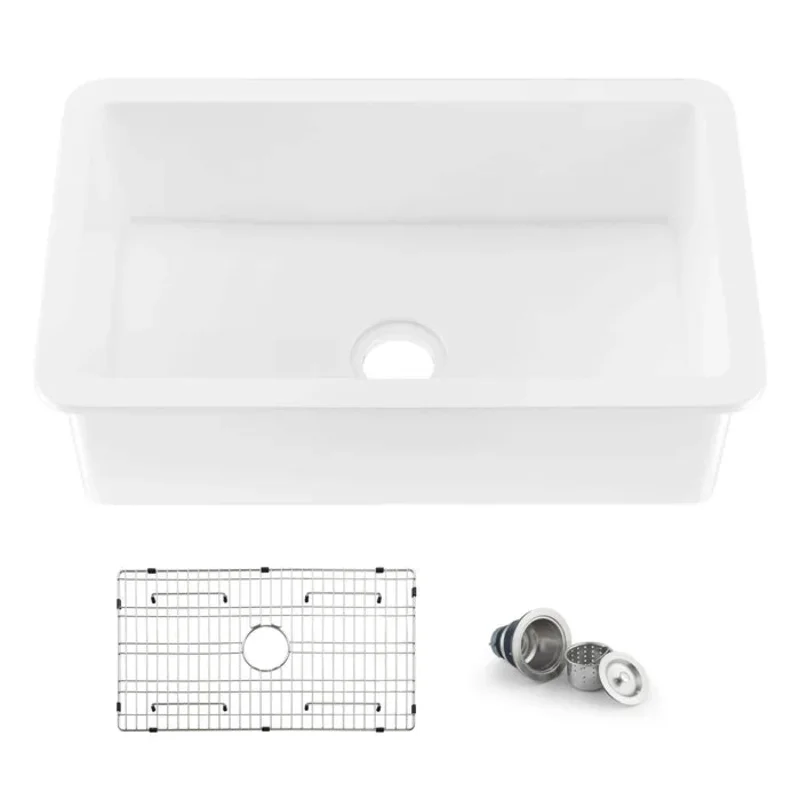 Casa Fixtures - Kitchen Sinks - Nova 32" Single Bowl Drop-In/Undermount Fireclay Kitchen Sink (C2-32S)