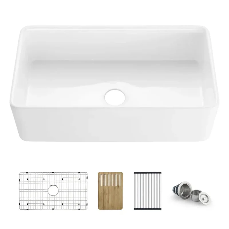 Casa Fixtures - Kitchen Sinks - Nova 33" Farmhouse Fireclay Kitchen Workstation Sink (C2-33SFT)