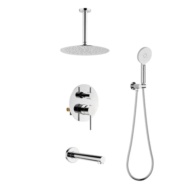 Casa Fixtures - Shower Faucets - Halo Pressure Balanced 3-Function Ceiling Mount Shower System with Rough-in Valve (CSF-4009)